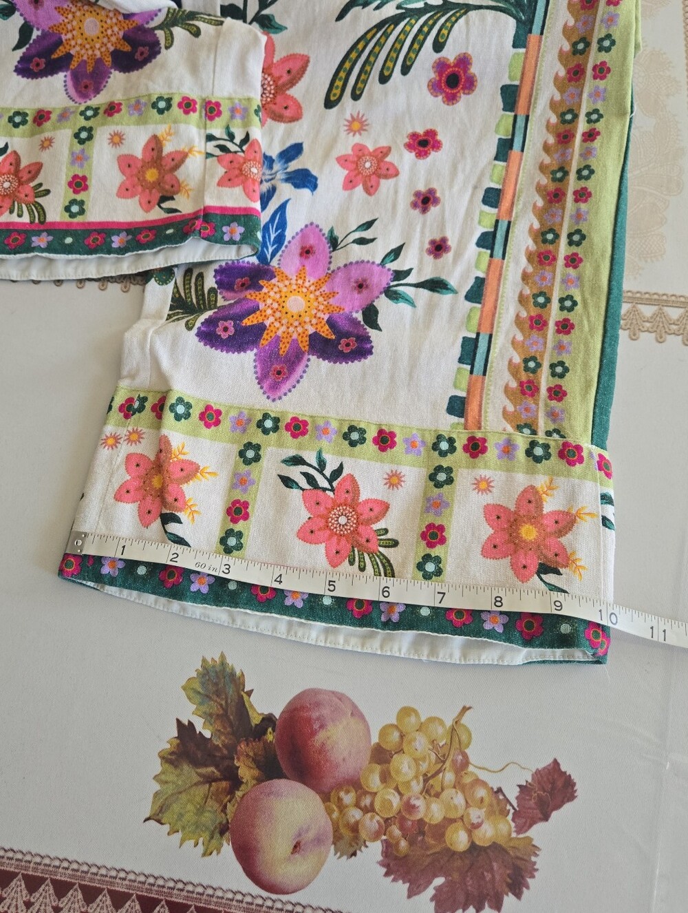 House of Harlow 1960 Wide Leg Pants Womens Size 8 Cream Multicolor Floral Boho - Picture 11 of 13